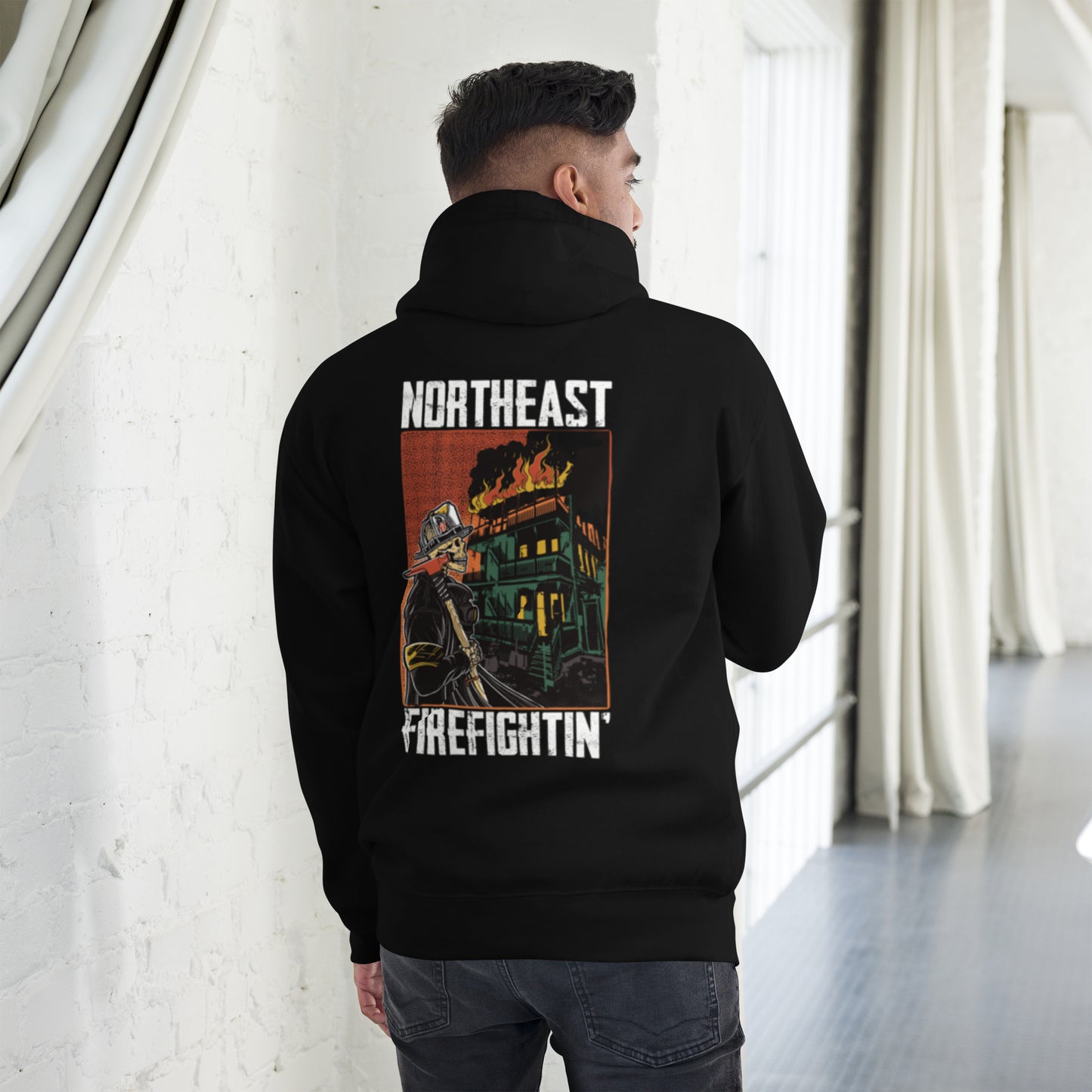 NORTHEAST FIREFIGHTIN White Text Hoodie