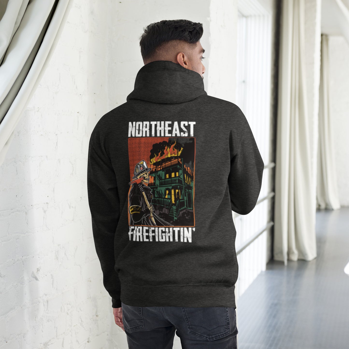 NORTHEAST FIREFIGHTIN White Text Hoodie