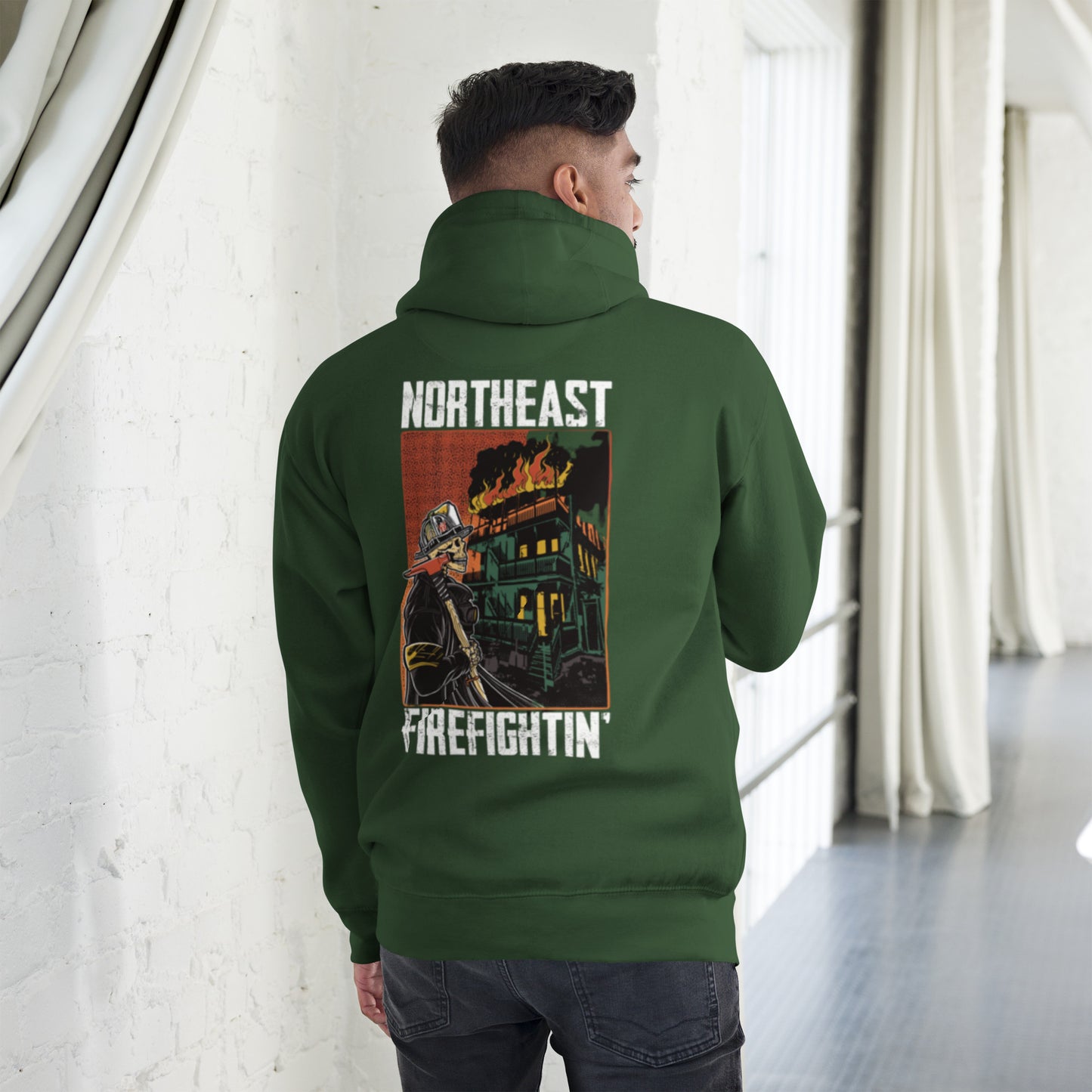 NORTHEAST FIREFIGHTIN White Text Hoodie