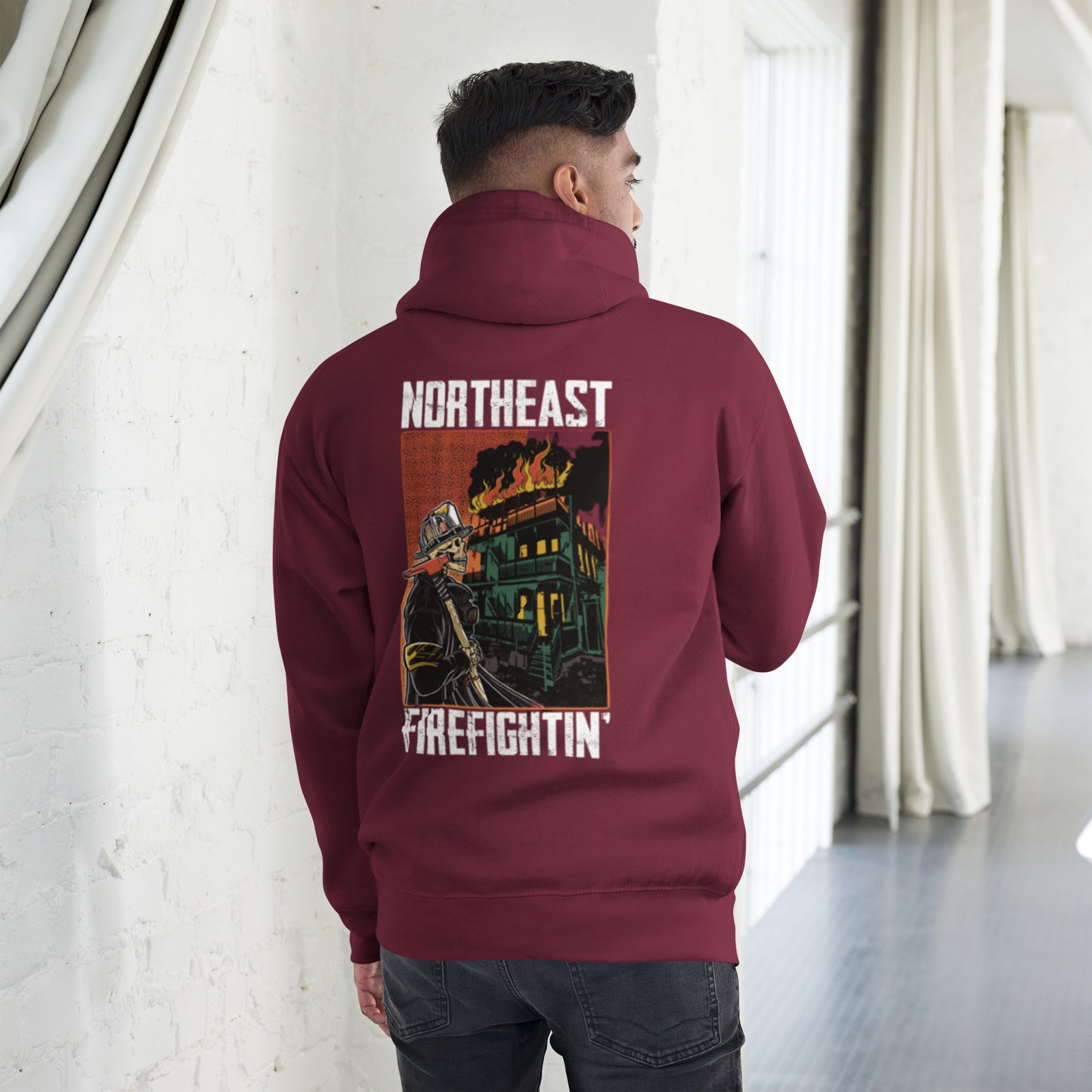NORTHEAST FIREFIGHTIN White Text Hoodie