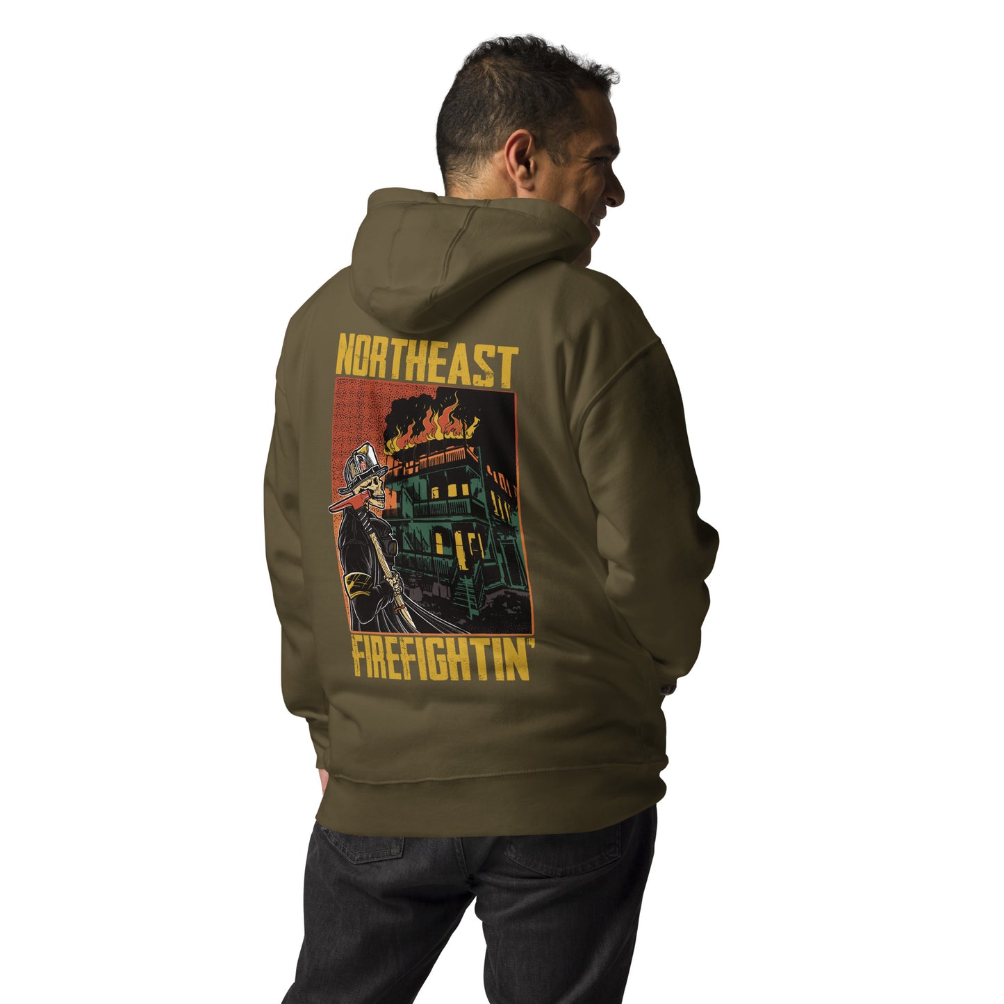NORTHEAST FIREFIGHTIN Gold Text Hoodie