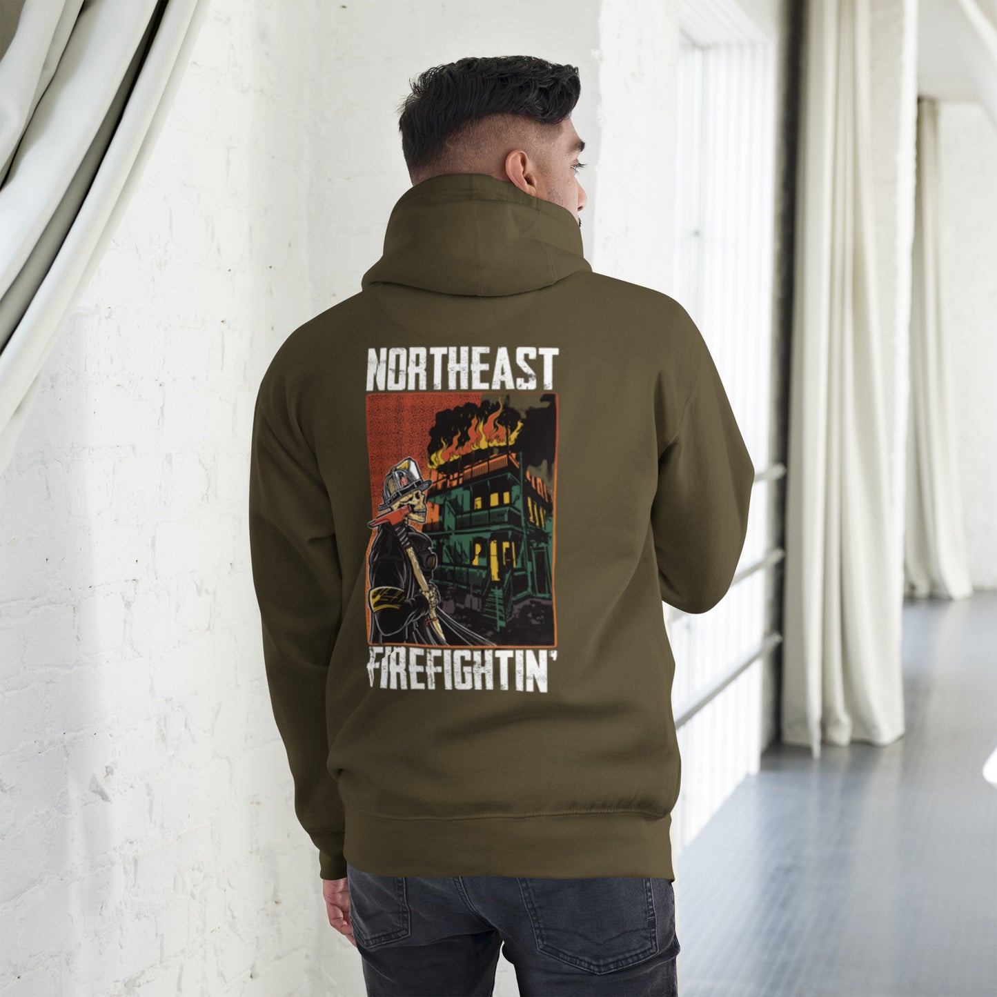 NORTHEAST FIREFIGHTIN White Text Hoodie