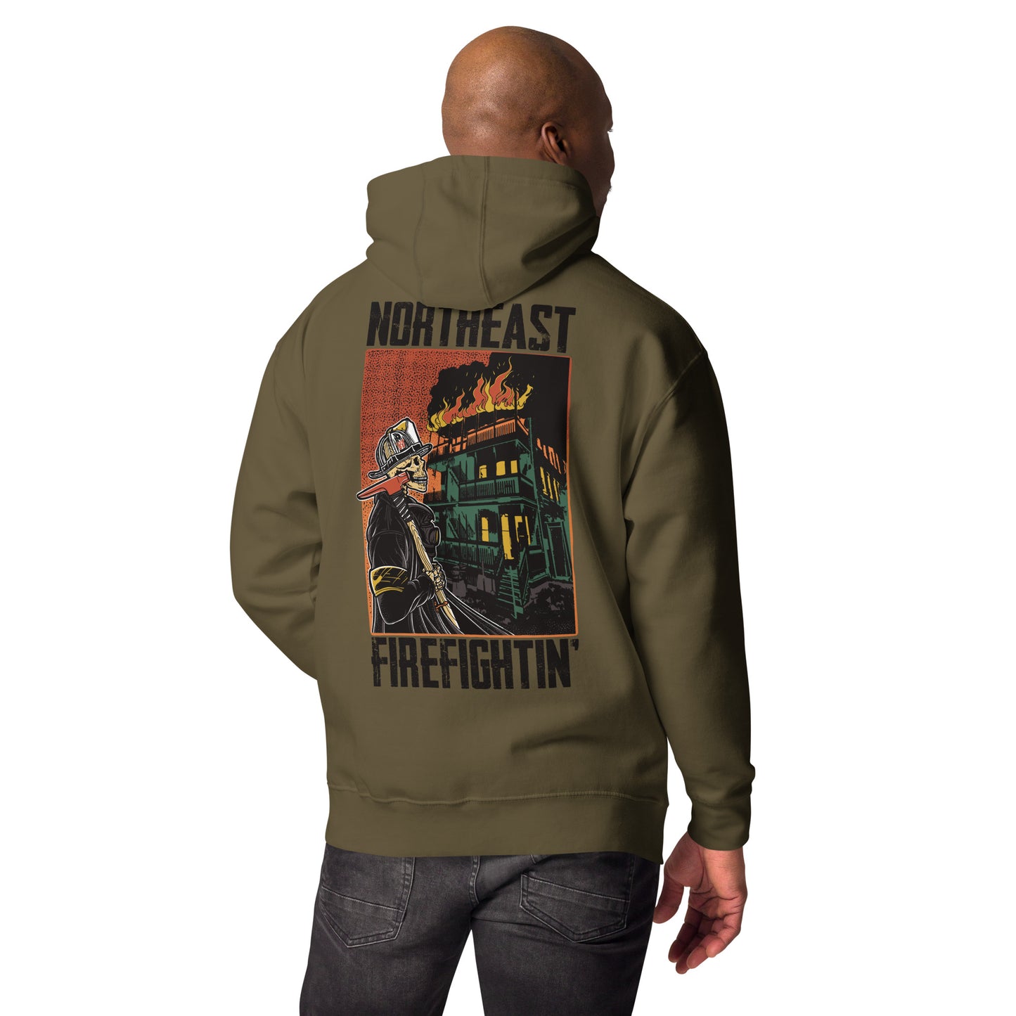 NORTHEAST FIREFIGHTIN' Hoodie Black Text