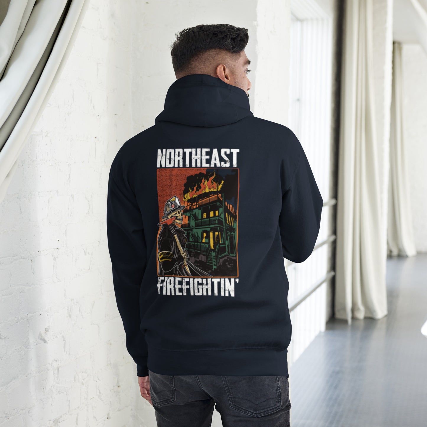 NORTHEAST FIREFIGHTIN White Text Hoodie
