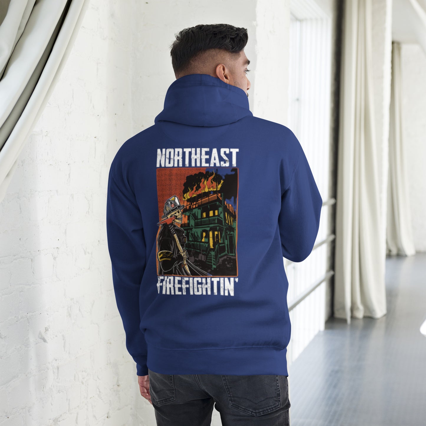 NORTHEAST FIREFIGHTIN White Text Hoodie